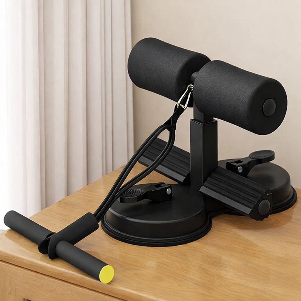 GENERICO - Soporte de Succión y Ligas de Resistencia Fitness para abdominales  Color Negro