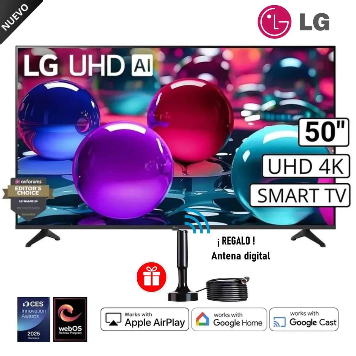 LG - Televisor LG 50 UHD 4K Thinq AI 50UA7300PSB + Antena Digital