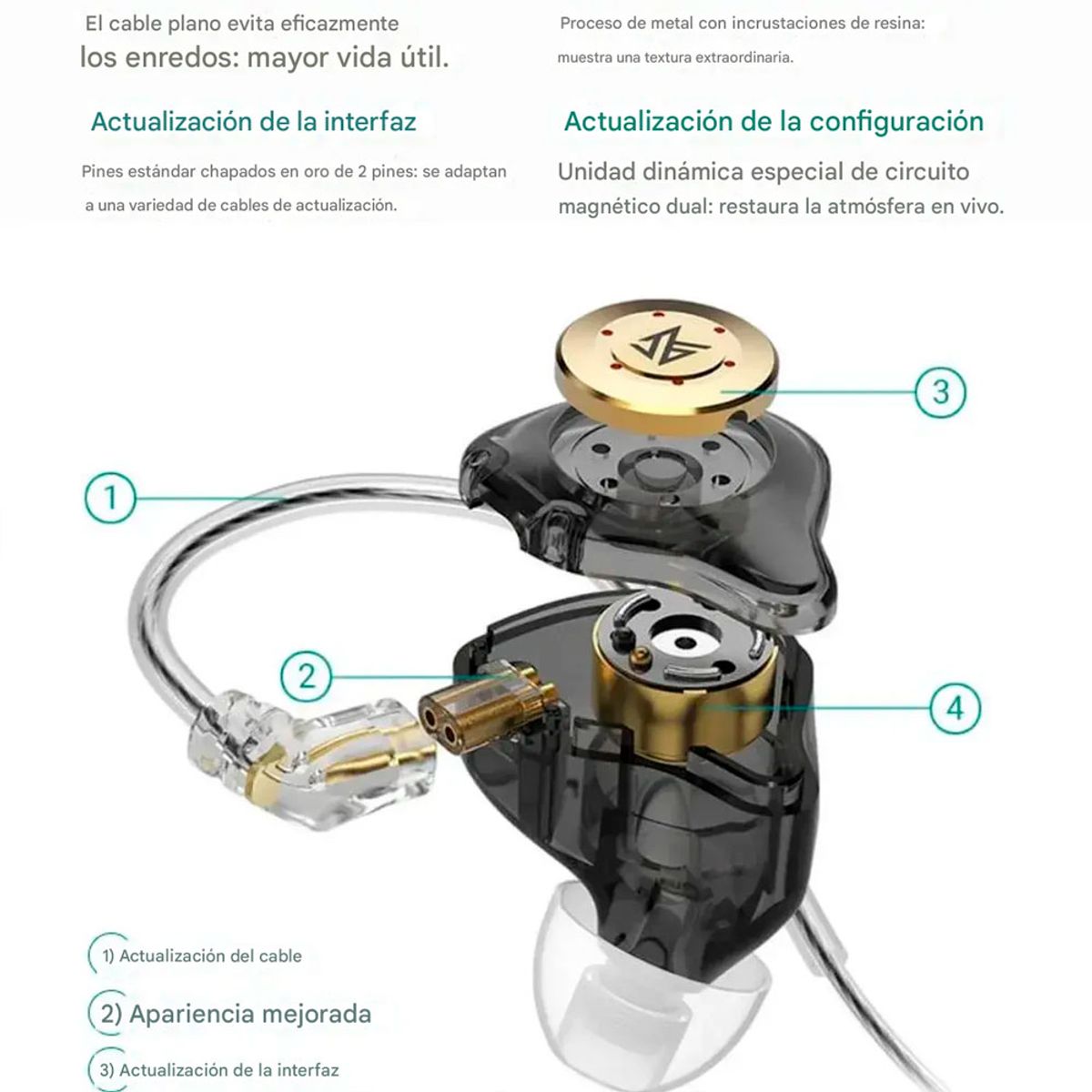 UGREEN - Audifonos Kz Edx Pro Con Mic Cable Desmontable Alta Calidad