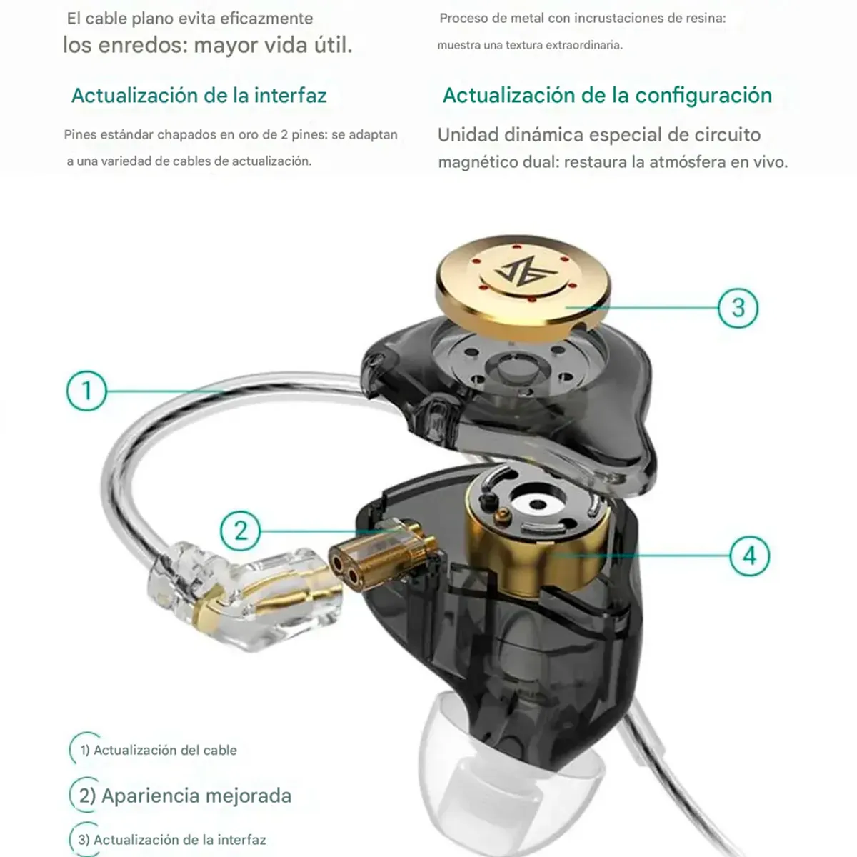UGREEN - Audifonos Kz Edx Pro Con Mic Cable Desmontable Alta Calidad
