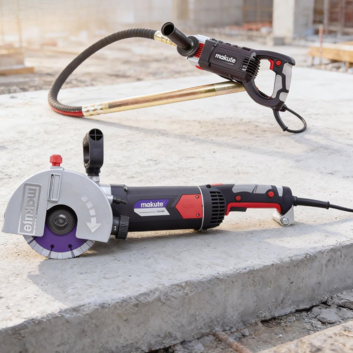MAKUTE - Ranuradora de concreto 2400w + vibrador de concreto Makute