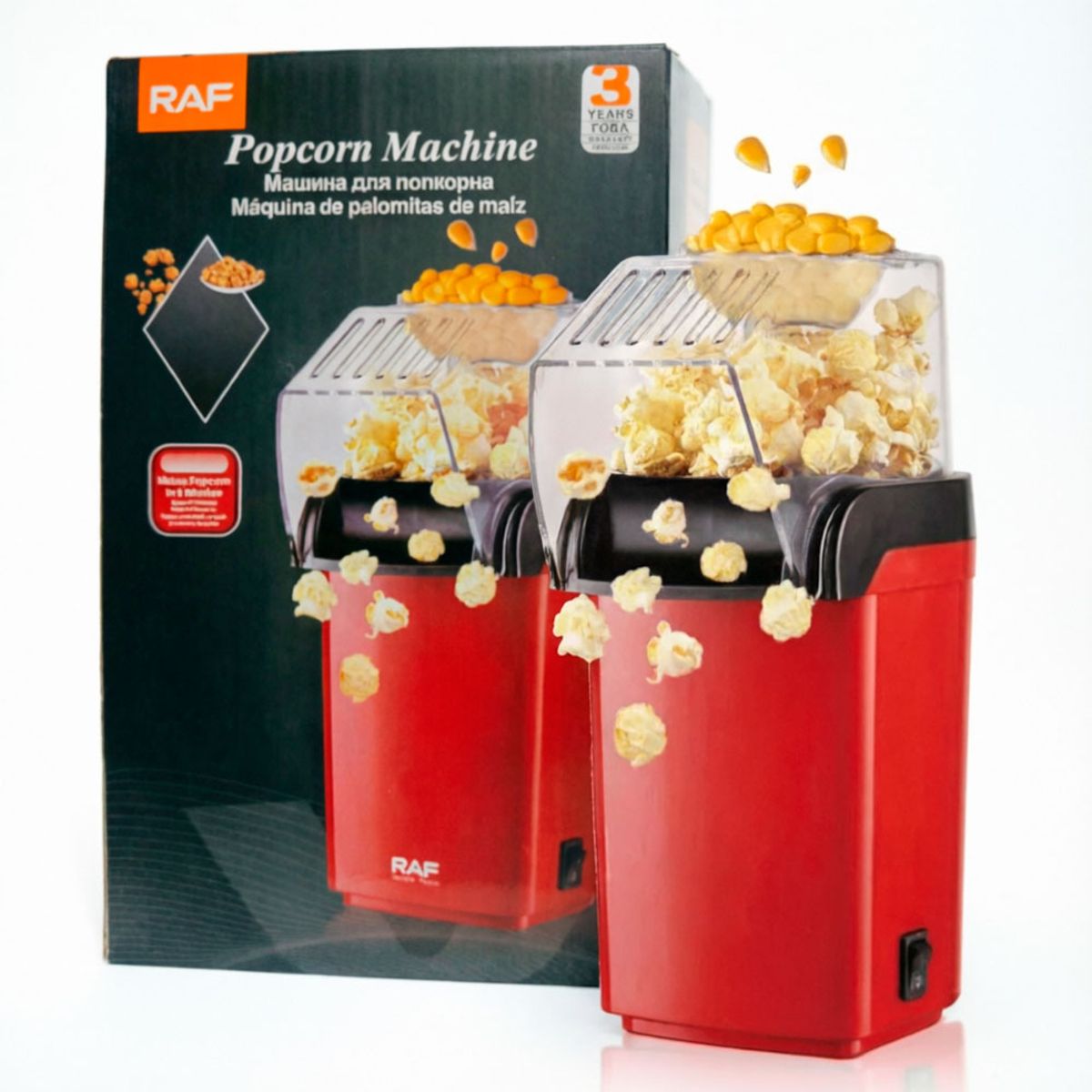 RAFF - Máquina De Palomitas Raf 2l 1200w Sin Aceite Aire Caliente