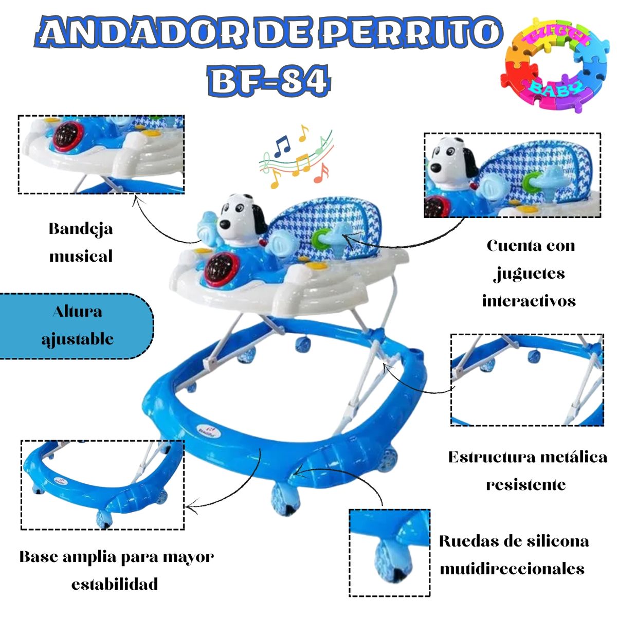 HI BABY - ANDADOR MUSICAL PARA BEBÉ  "SNOOPY EDITION" BF-84  BLANCO
