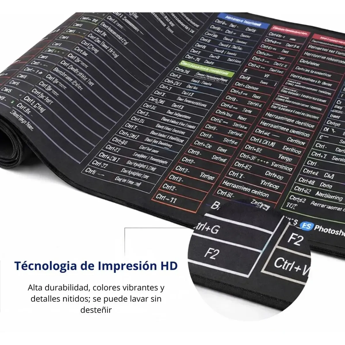 GENERICO - MOUSE PAD EXTRA GRANDE ANTIDESLIZANTE DE 80 X 30 CM CON ATAJOS DE EXEL, WORD, POWER POINT