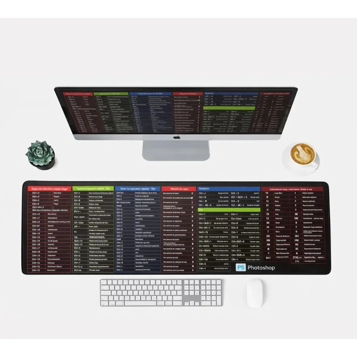 GENERICO - MOUSE PAD EXTRA GRANDE ANTIDESLIZANTE DE 80 X 30 CM CON ATAJOS DE EXEL, WORD, POWER POINT