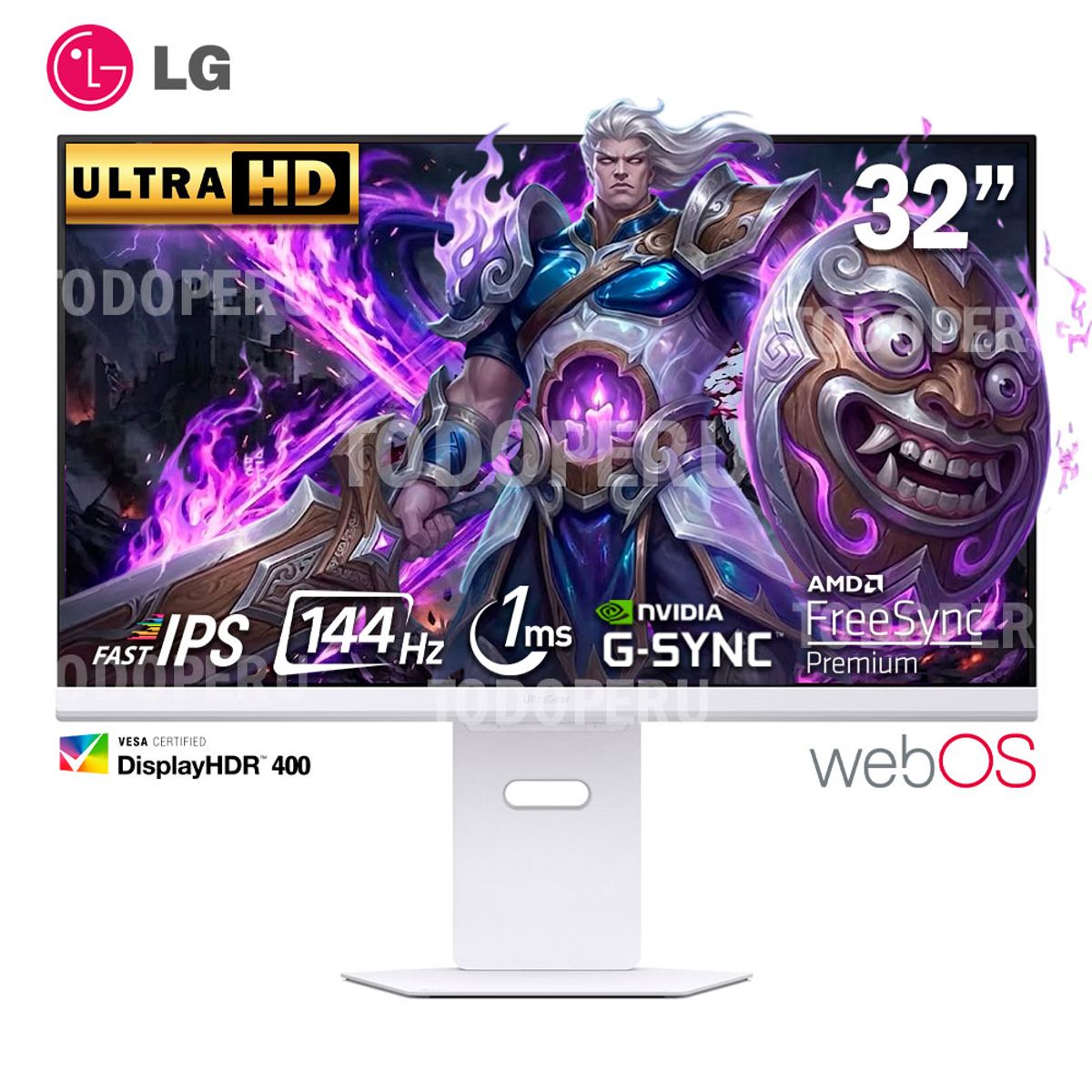 LG - Monitor Gaming LG 32G810SA-W 32 IPS Ultragear Smart webOS UHD 4K 144Hz 1ms Compatible G-Sync