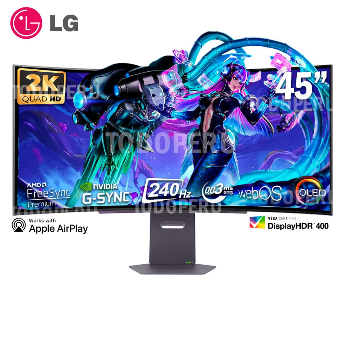 LG - MONITOR GAMING LG 45GX90SA-B 45 UltraGear OLED Curvo WQHD 240Hz 003ms Compatible Nvidia G-Sync