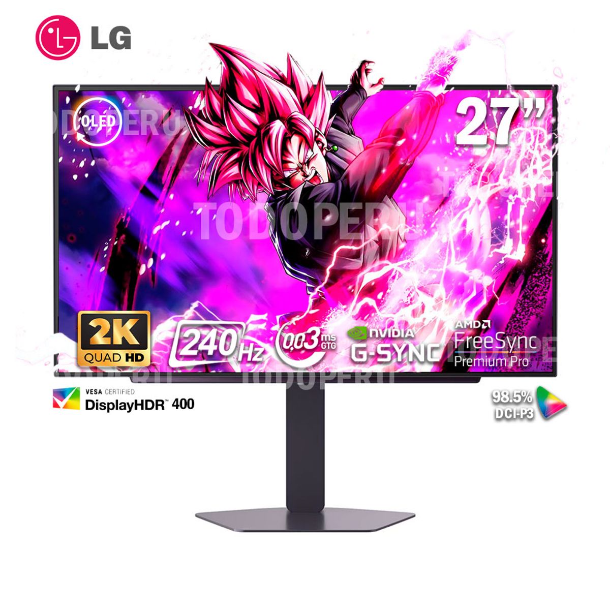 LG - MONITOR LG UltraGear GX7 27GX704A-B. 27 OLED, QHD, 0.03ms, G-Sync, FreeSync