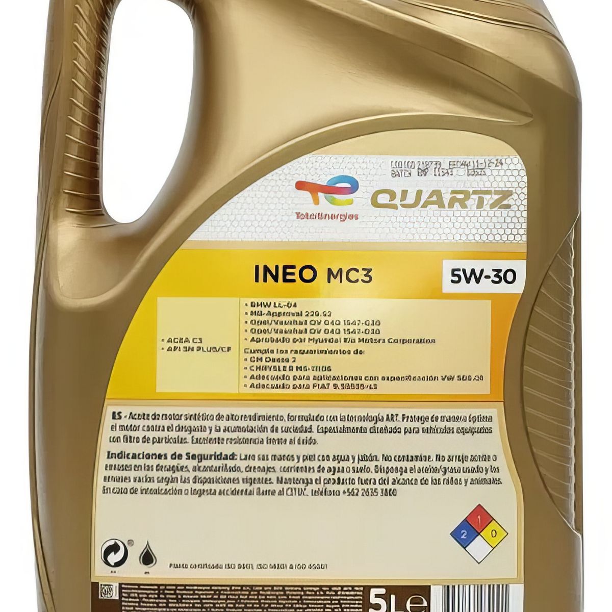 Aceite de Motor Total Quarts INEO MC3 Sintetico 5W-30 5LT, marca GENERICO - Foto 2