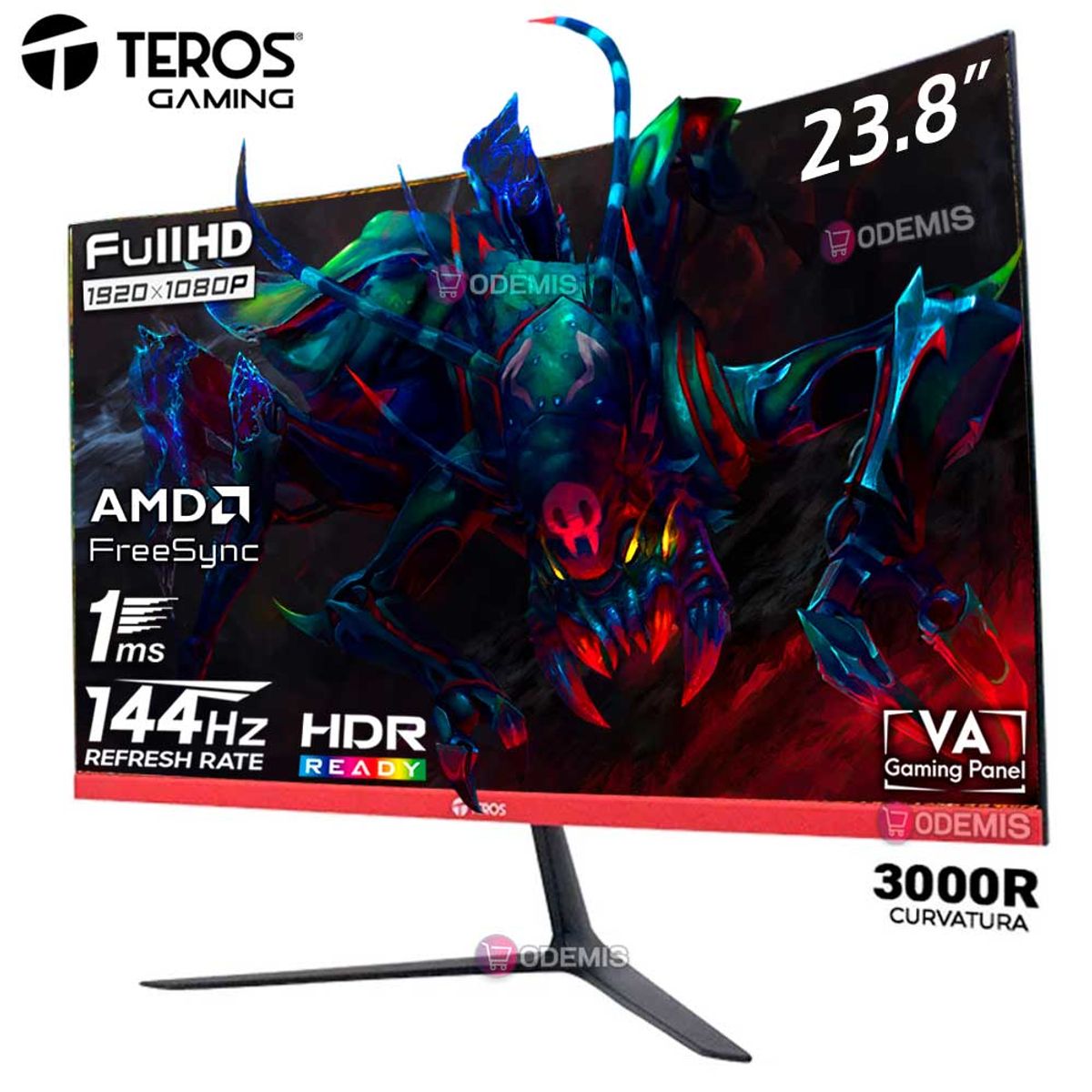 TEROS - Monitor Teros Curvo TE-2403S, 23.8 Full HD VA, 144HZ, 1MS, AMD FreeSync
