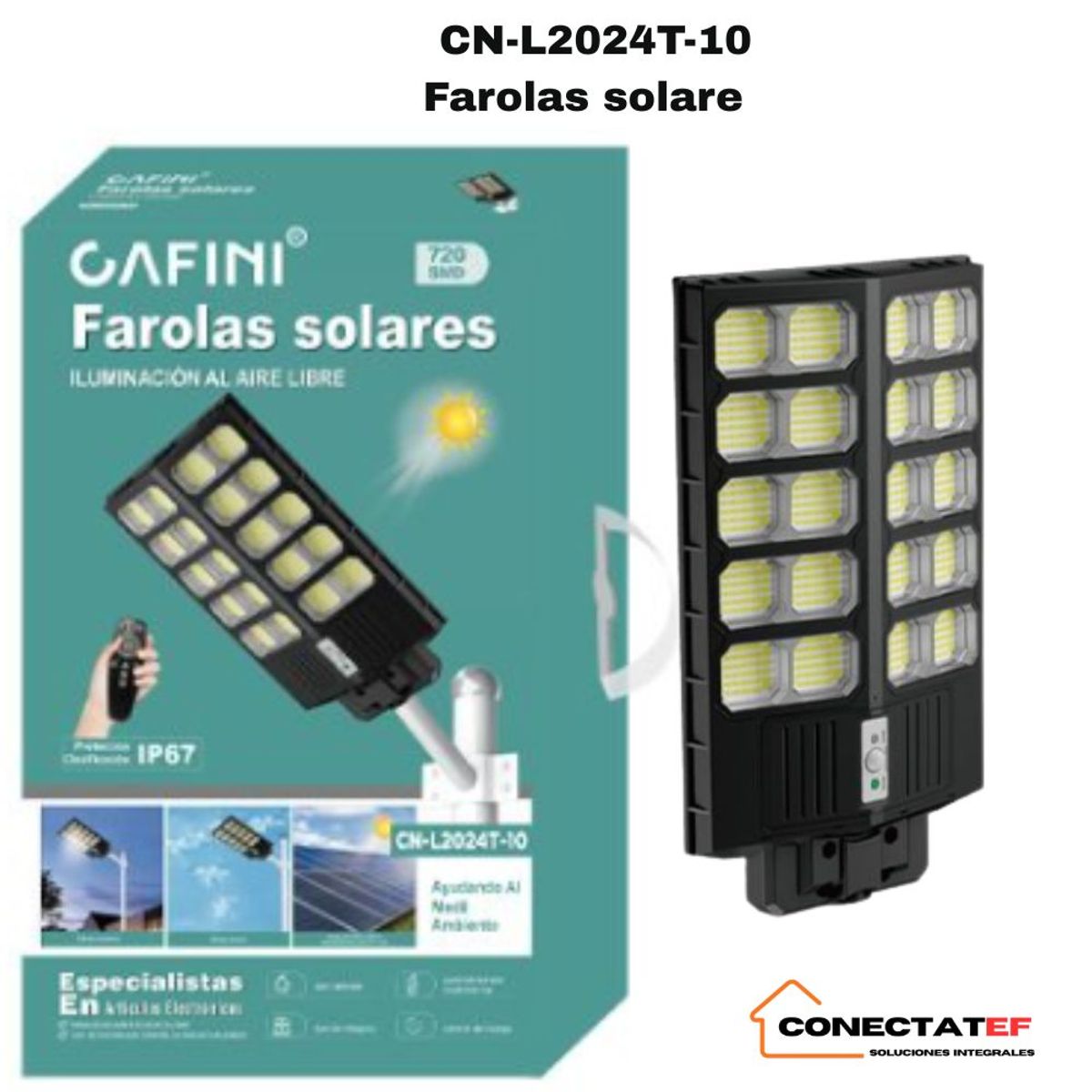 CAFINI - Farolas solares  Reflector Farola Luz LED con Panel Solar 600W