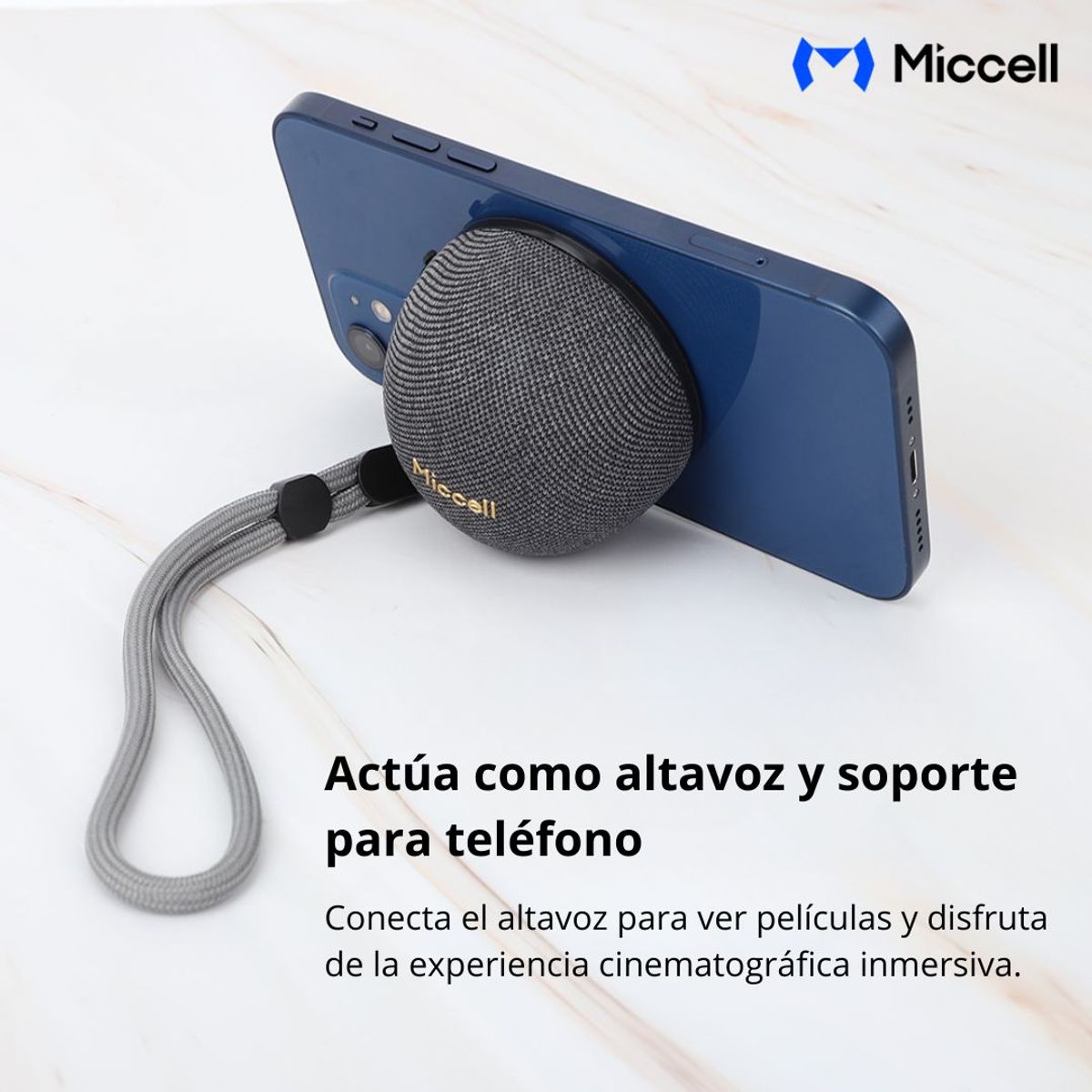 MICCELL - Mini Parlante Bluetooth Magnético 5W RGB Portátil Soporte para Celular Miccell SP58