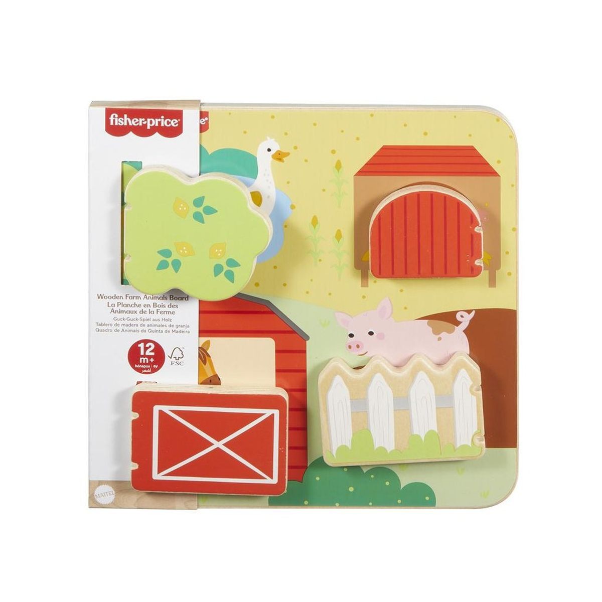 FISHER PRICE - TABLERO DE MADERA DE ANIMALES DE GRANJA FISHER PRICE
