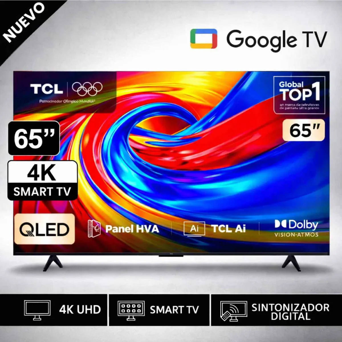 TCL - Televisor TCL 65 QLED 65P7L UHD 4K Google TV
