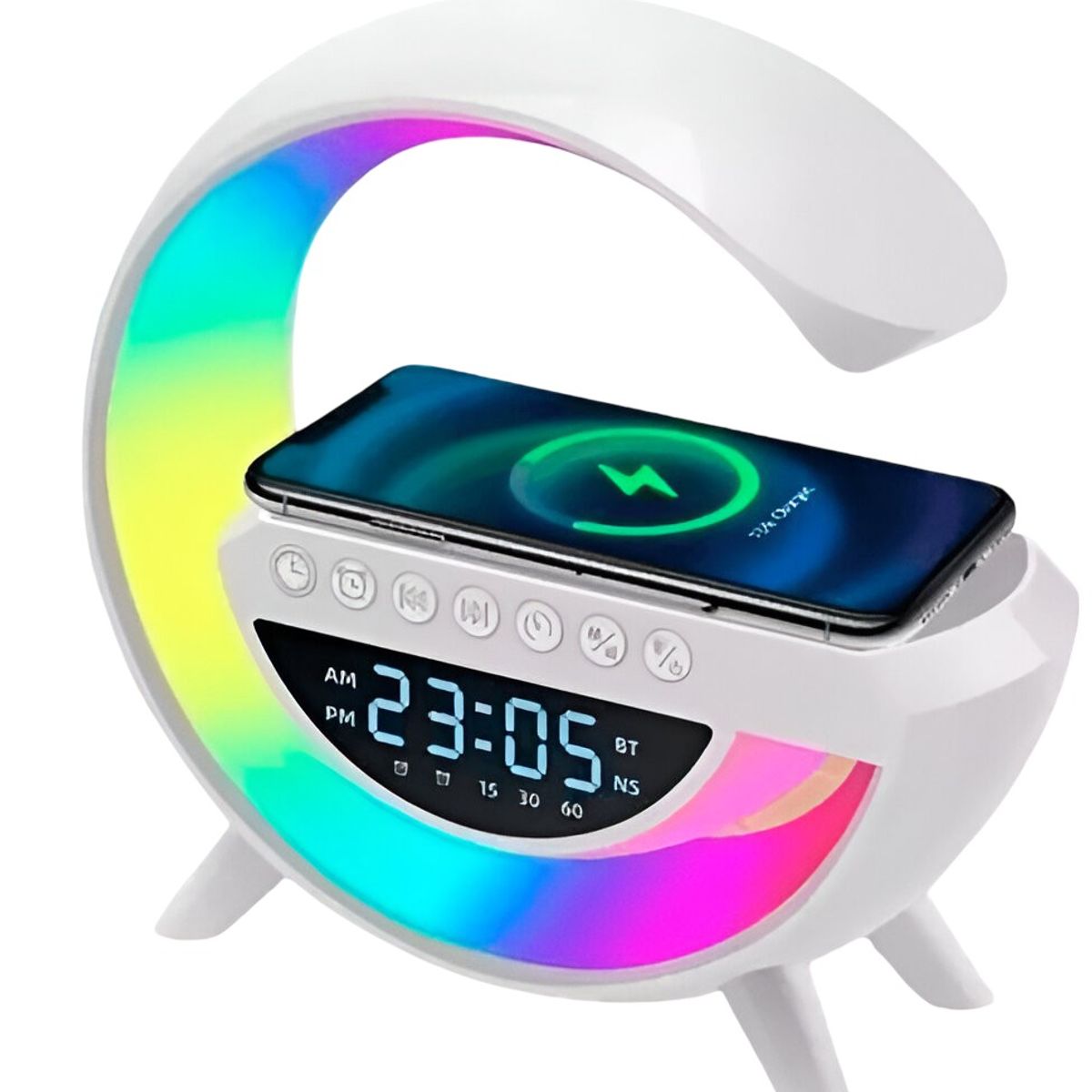 OEM - Parlante G Con Reloj Despertador Y Cargador RGB