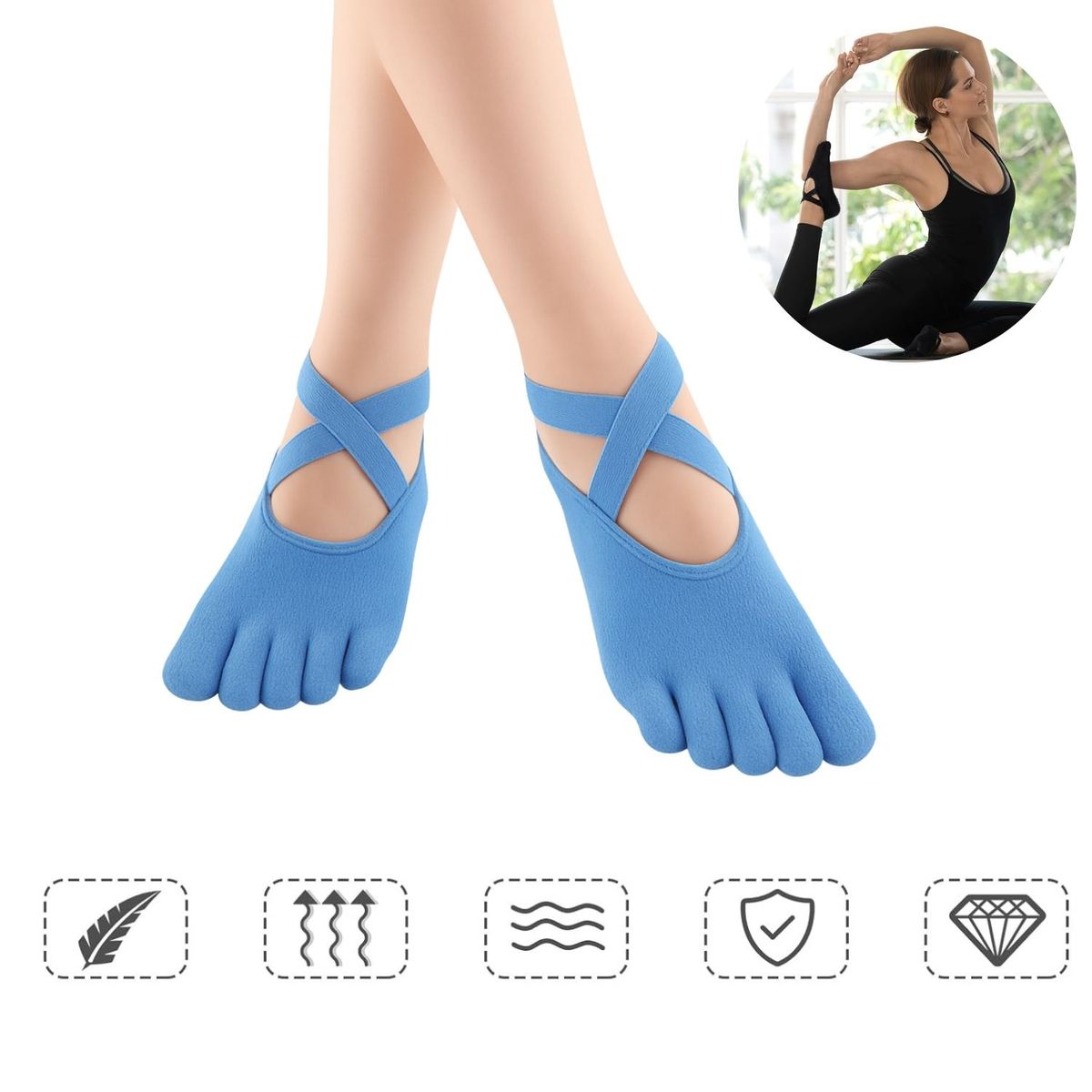 Xtreme Sport - Calcetines de Yoga Antideslizantes Mujer