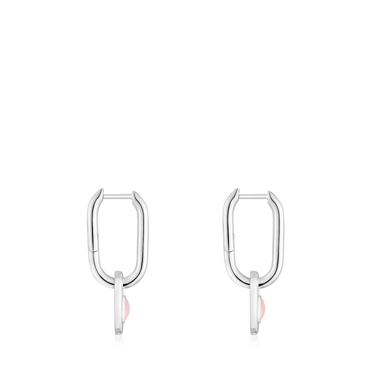 TOUS - ARETES DE PLATA 25MM OSO GEMA ROSA