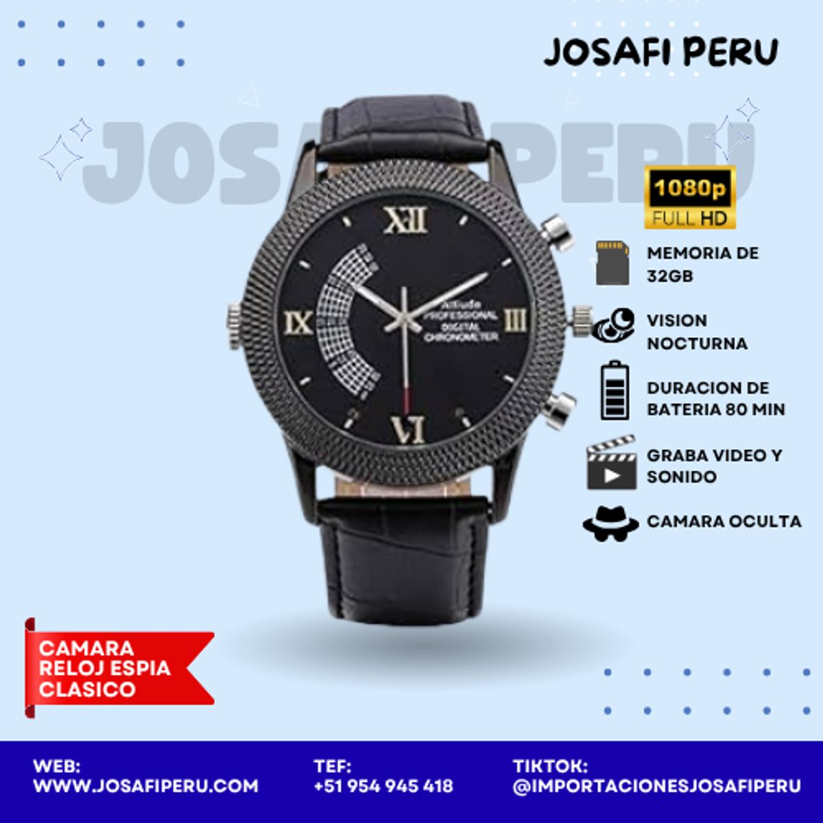 GENERICO - Cámara reloj espía clásico