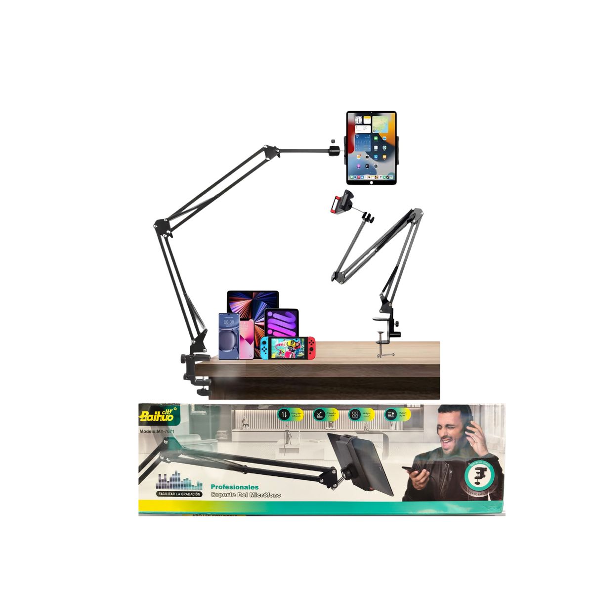 Soporte Brazo Ajustable De Escritorio Tablet Celular, marca OEM - Foto Principal