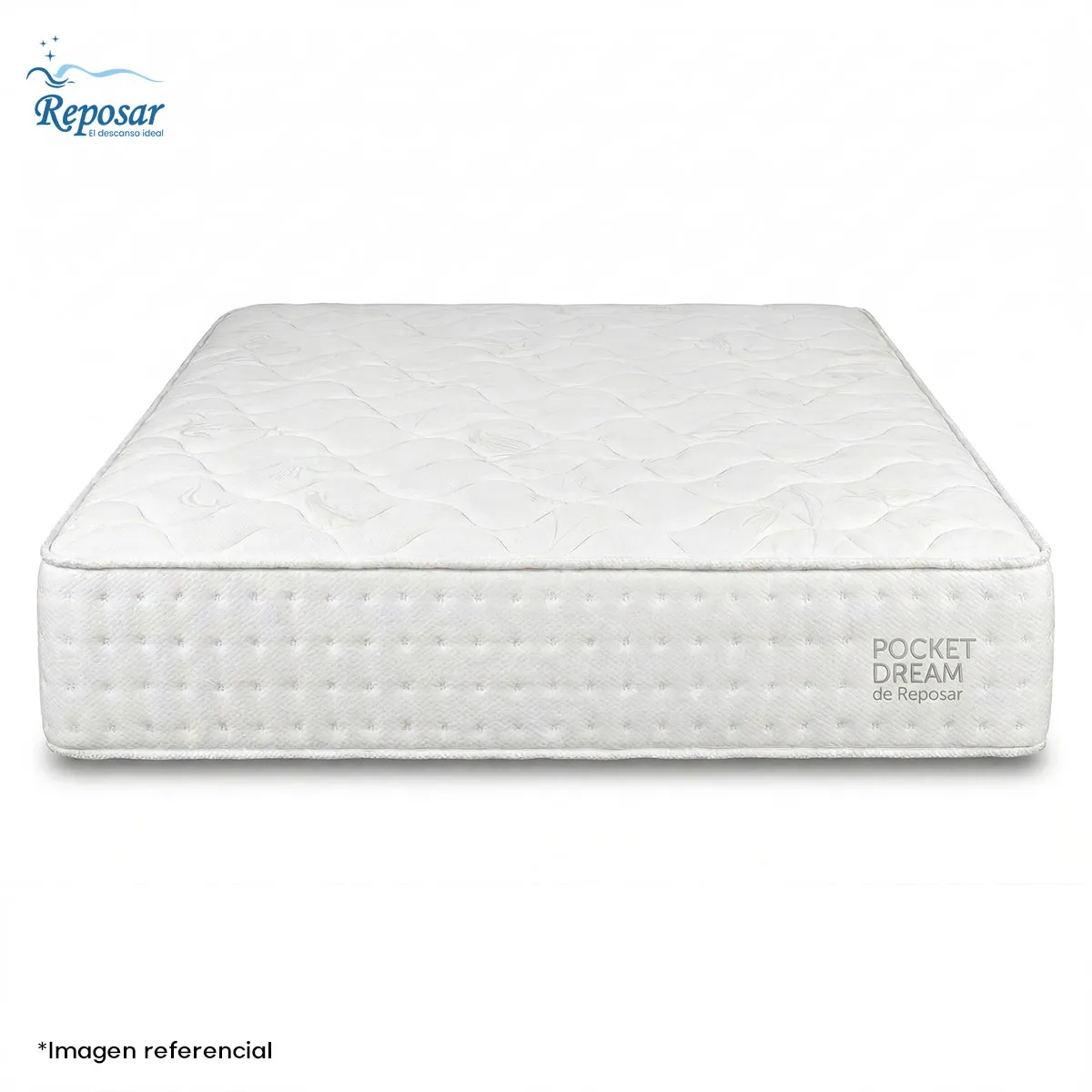 REPOSAR EL DESCANSO IDEAL - Colchón Pocket Dream 1.5 Plazas Blanco - 1 almohada en Regalo