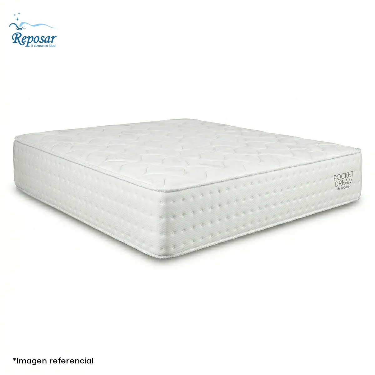 REPOSAR EL DESCANSO IDEAL - Colchón Pocket Dream 1.5 Plazas Blanco - 1 almohada en Regalo