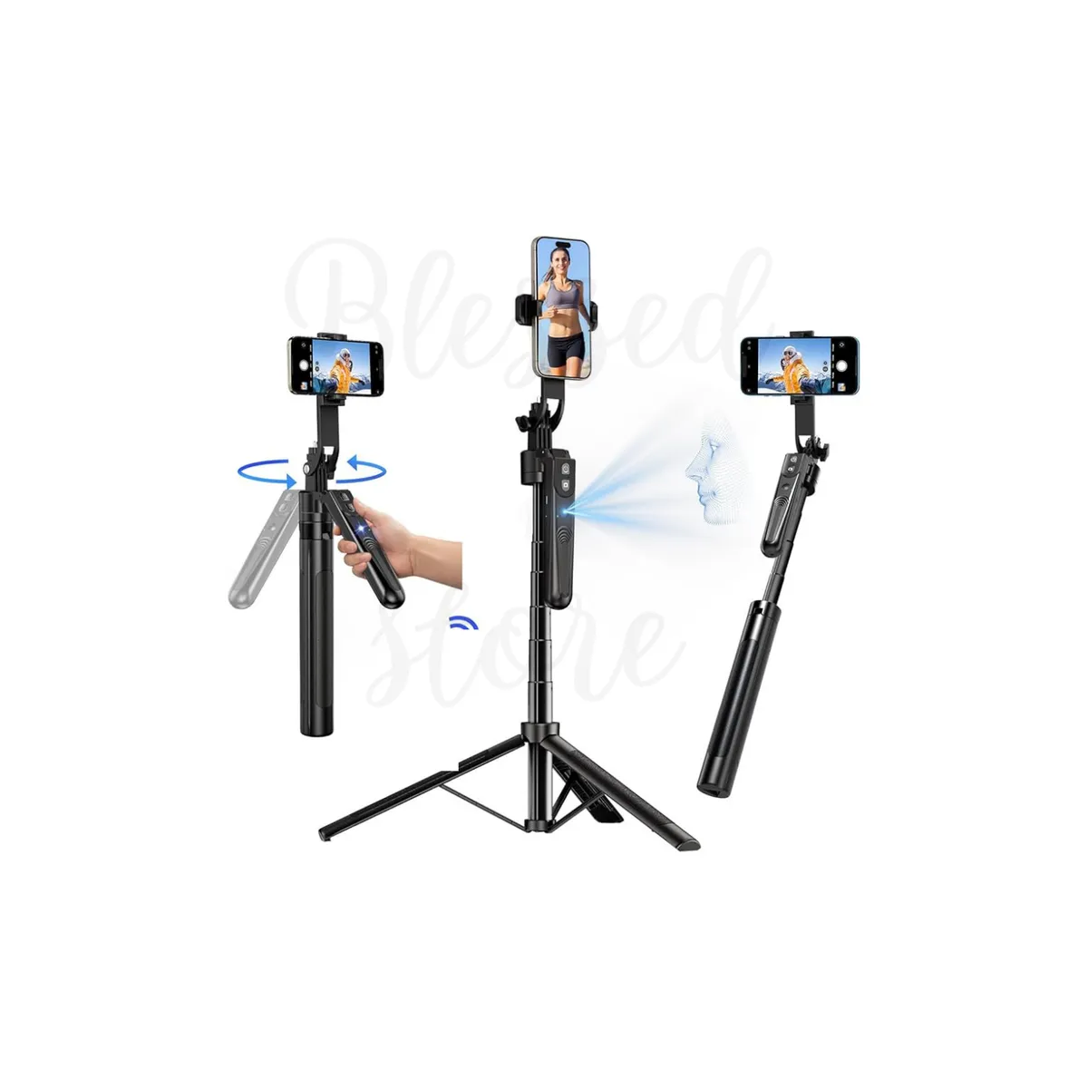 Trípode Selfi Stick Con Seguimiento Facial Inteligente 360°, marca OEM - Foto 2