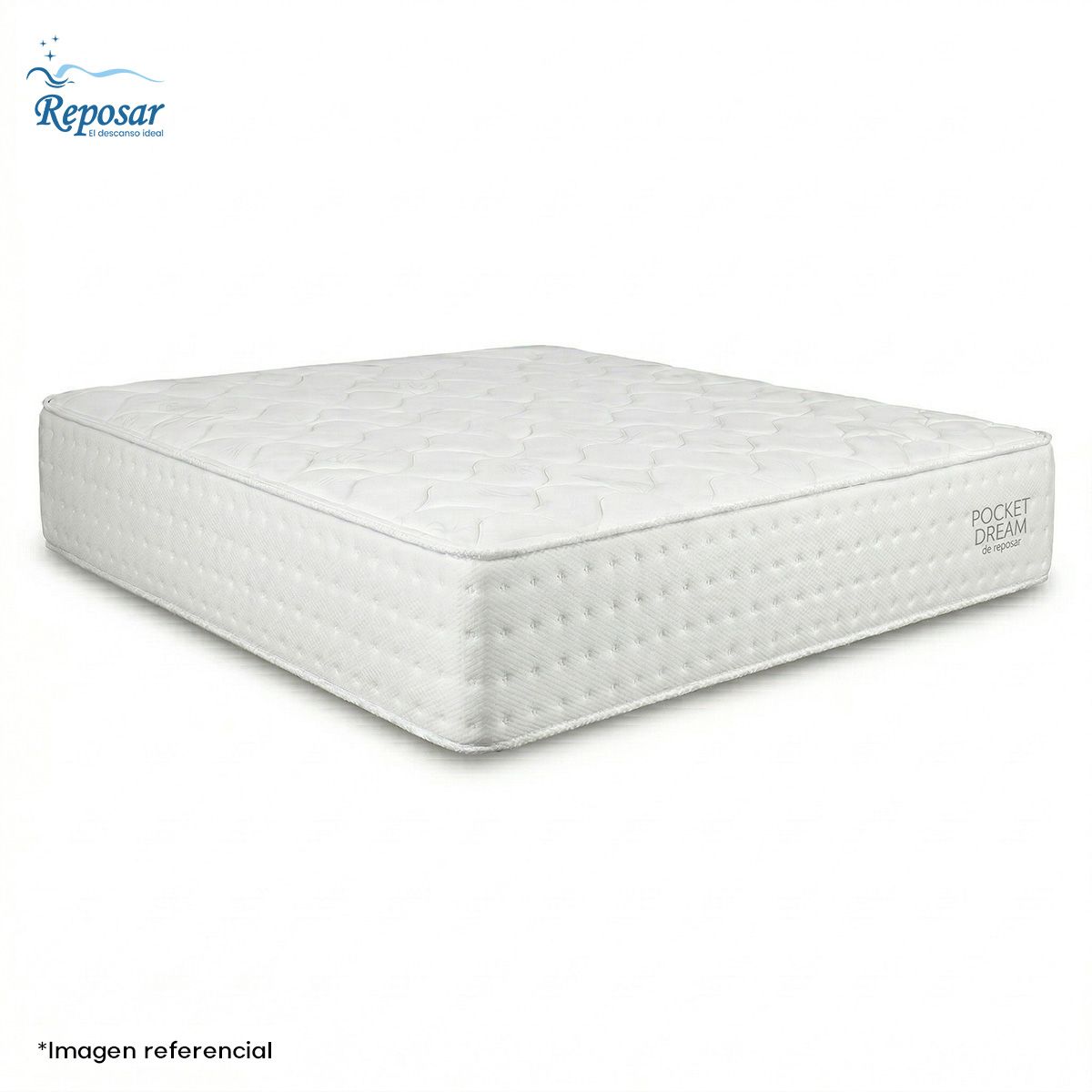 REPOSAR EL DESCANSO IDEAL - Colchón Pocket Dream 2 Plazas Blanco - 1 almohada en Regalo