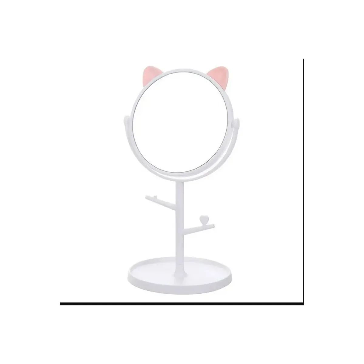 GENERICO - ESPEJO CIRCULAR GATITO BLANCOROSADO