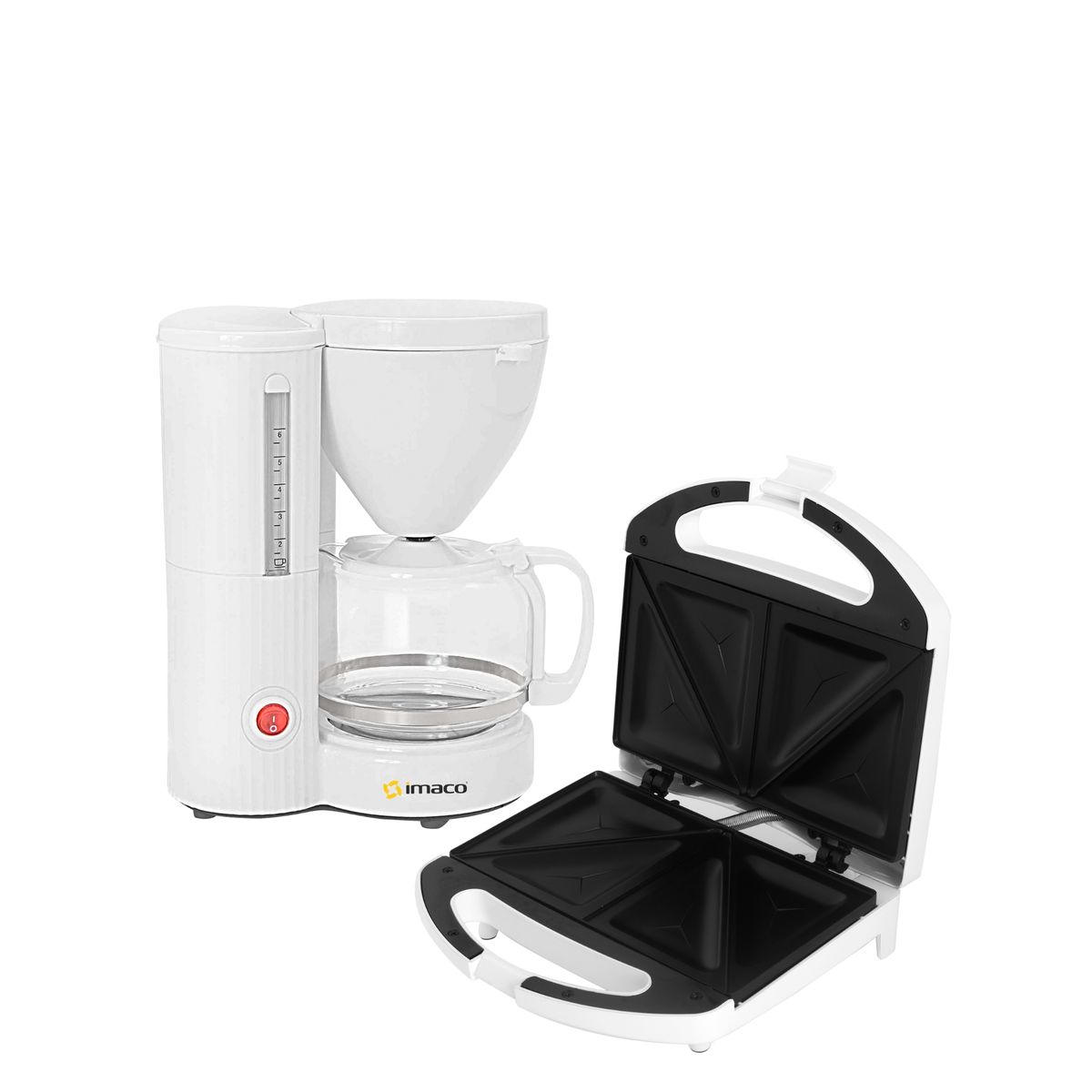 IMACO - Combo Cafetera 6 tazas + Sandwichera 2 panes Imaco