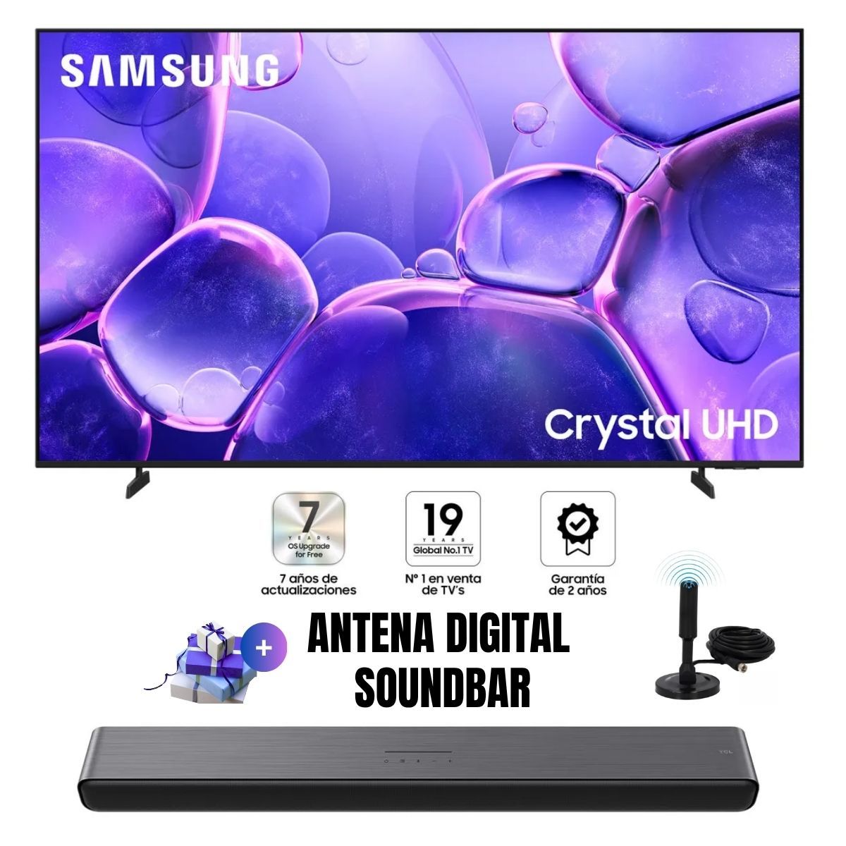 SAMSUNG - Televisor Samsung Smart TV 65 Crystal UHD 4K UN65U8000FGXPE + Ant + Soundbar