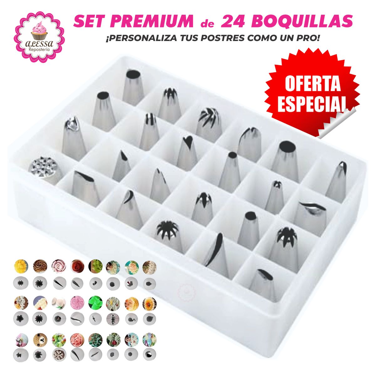 Set Premium de 24 Boquillas de Acero Inoxidable para Repostería, marca GENERICO - Foto 2