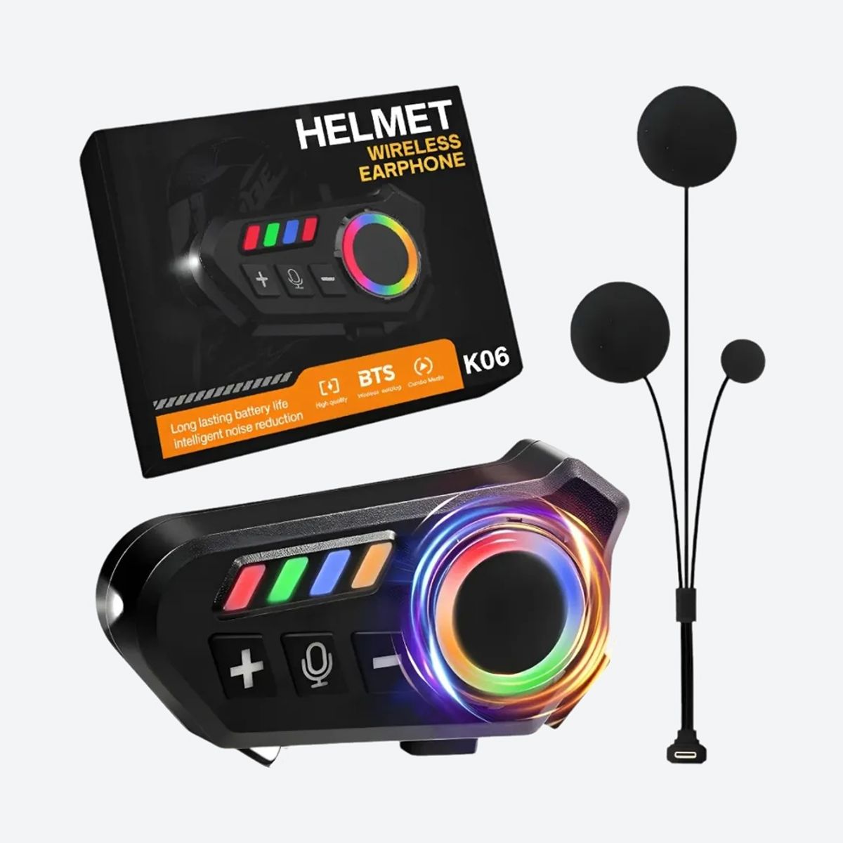 OEM - Audífonos Bluetooth para Casco Moto con Micrófono K06A Negro