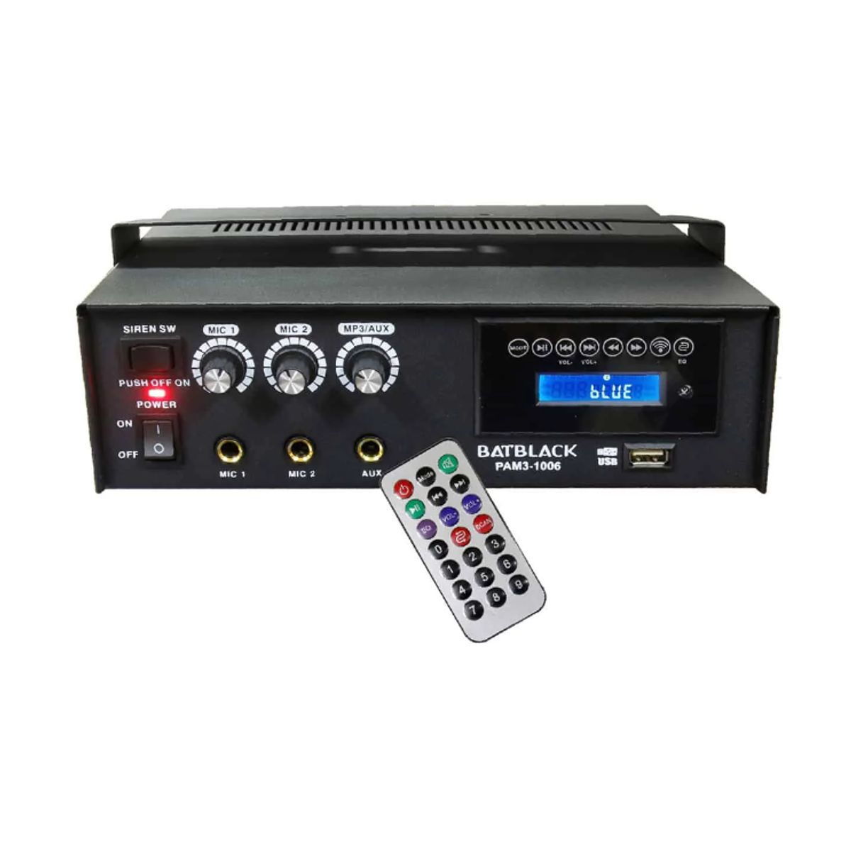 BATBLACK - Amplificador de Audio 80W Bluetooth USB y Radio FM PAM3-1006 BATBLACK