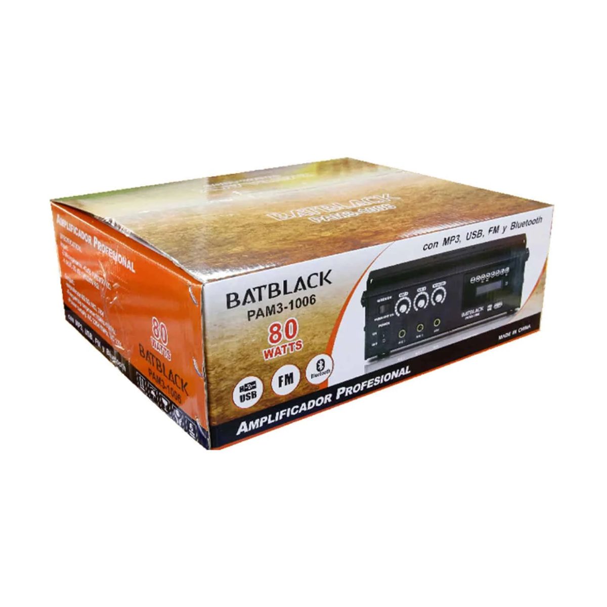 BATBLACK - Amplificador de Audio 80W Bluetooth USB y Radio FM PAM3-1006 BATBLACK