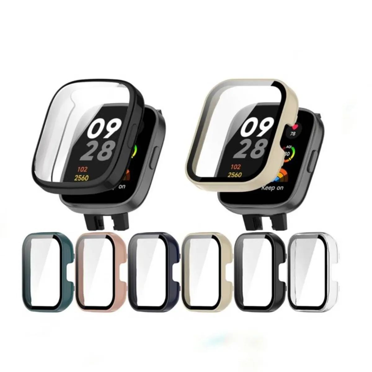 GENERICO - Bumper con Vidrio incorporado para Redmi Watch 3 Active - NEGRO