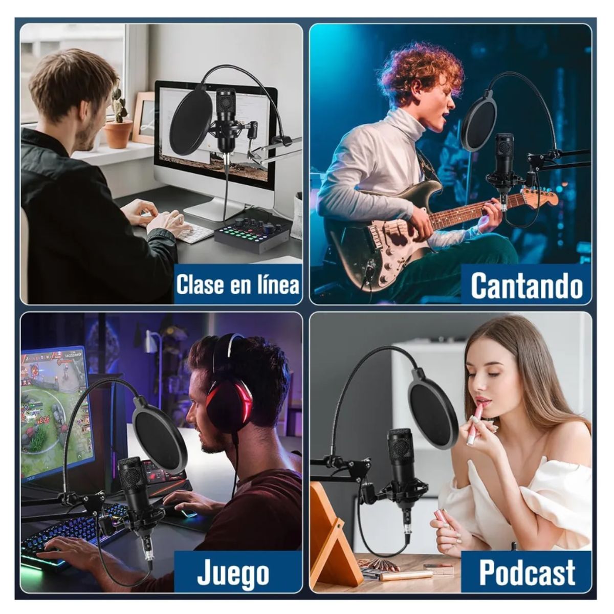 GENERICO - Micrófono Condensador con Consola Bluetooth y Efectos de Sonido para Grabaciones Profesionales