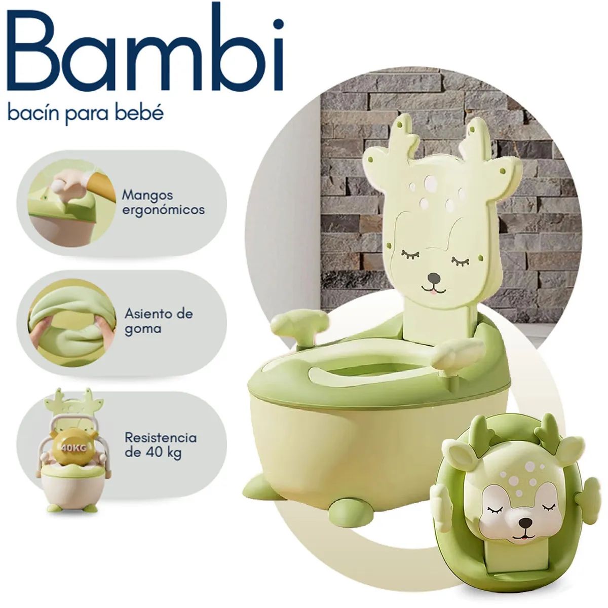 BAMBI - Bacin Para Bebé «BAMBI» De Lujo Verde