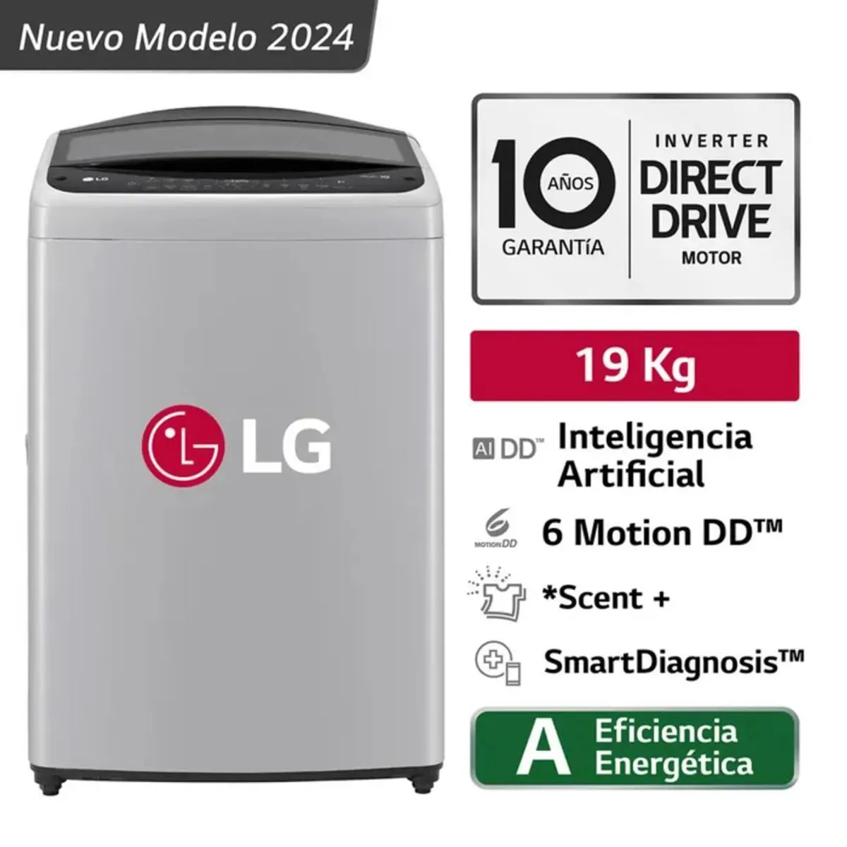 LG - Lavadora de Carga Superior 19 Kg Gris LG WT19DV6T