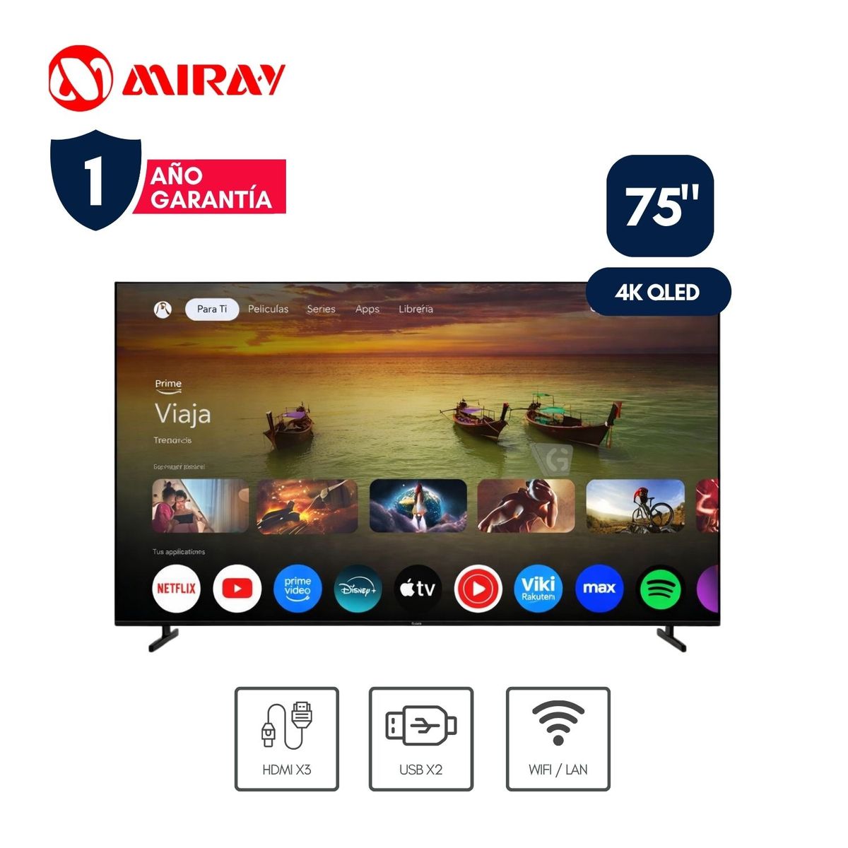MIRAY - Televisor Miray Google TV 75 QLED 4K MQ75-E2000GBT