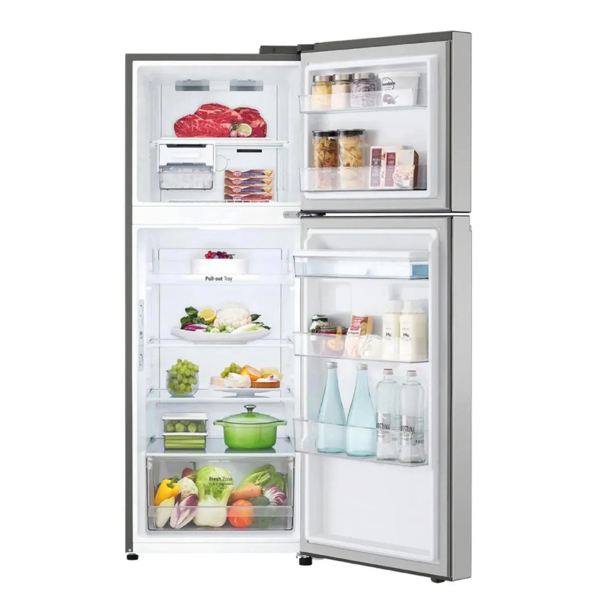 LG - Refrigeradora GT31WPP 314L Door Cooling Top Mount Plateada LG + Base con rueda