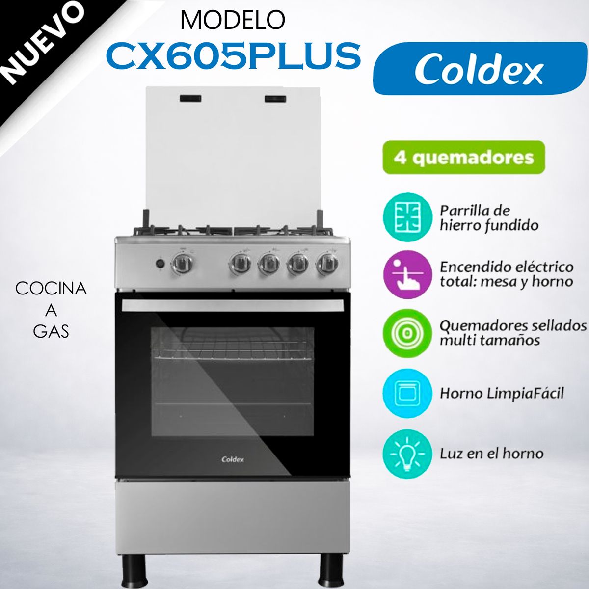 COLDEX - COCINA A GAS COLDEX CX605PLUS 24” Gris