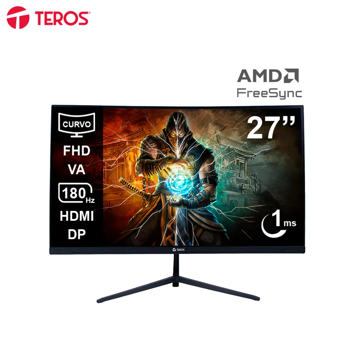 Teros - Monitor Curvo Gaming Teros Te-2787G 27 Fhd Va 180Hz 1Ms Hdmi Dp Audio Out Negro