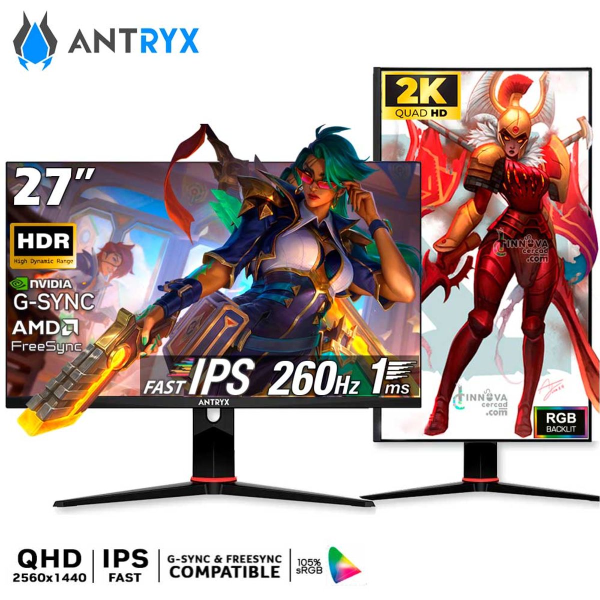 ANTRYX - MONITOR GAMING ANTRYX XTREME VISION IPX2755QPXOP, 27 Fast IPS, 2K QHD, 260Hz, 1ms, G-Sync
