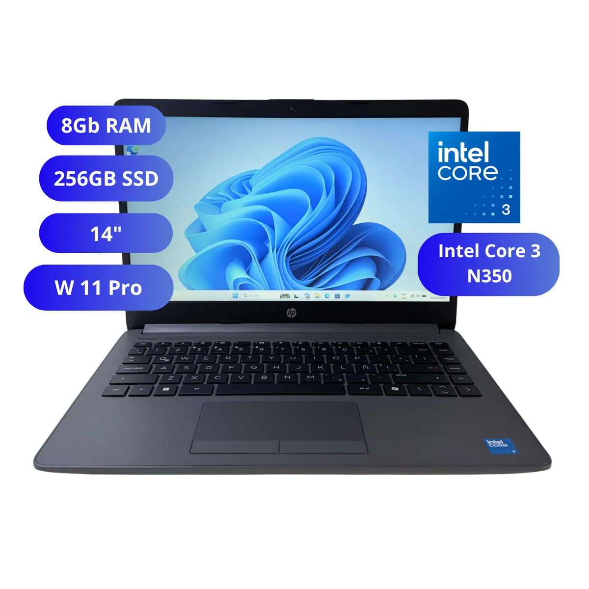 HP - Laptop HP 240RT G9 14" Intel Core 3 8GB RAM 256GB SSD Windows 11 Pro