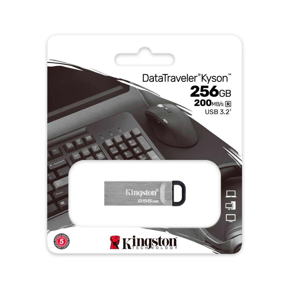 KINGSTON - UNIDAD FLASH KINGSTON DATATRAVELER KYSON 256GB GRIS l P-N TKN-256GB