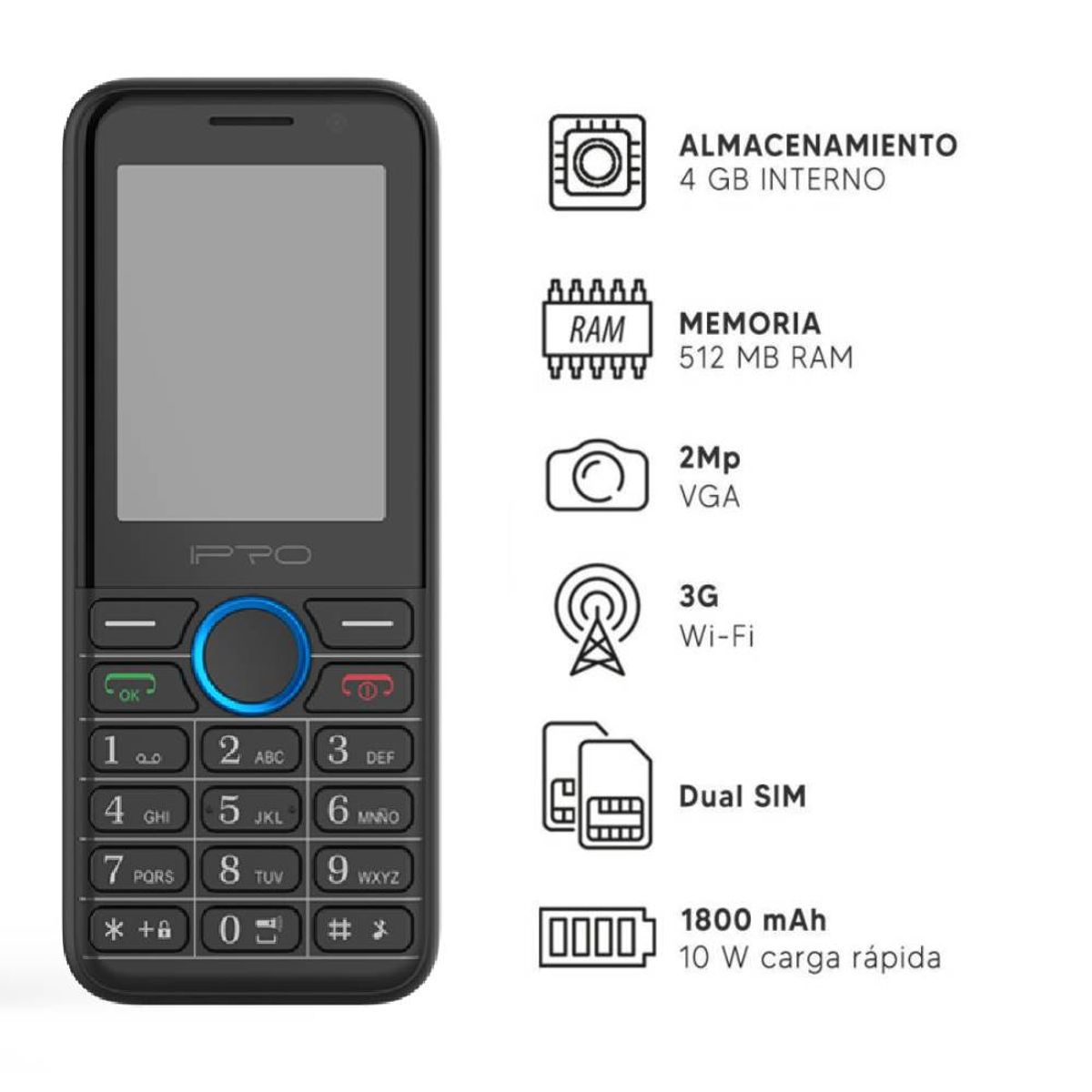 IPRO K2 3G Dual SIM con WiFi y Hotspot Comparte Internet, marca IPRO - Foto 2
