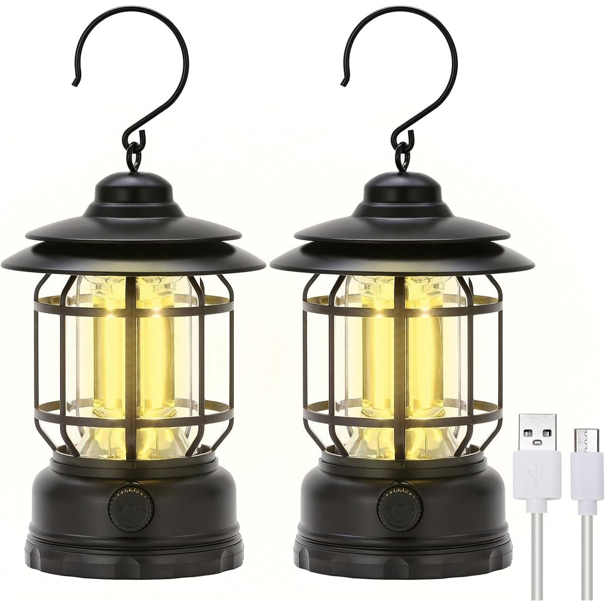 GENERICO - Faroles Led Para Campamento Recargables Portátiles Lámpara NEGRO