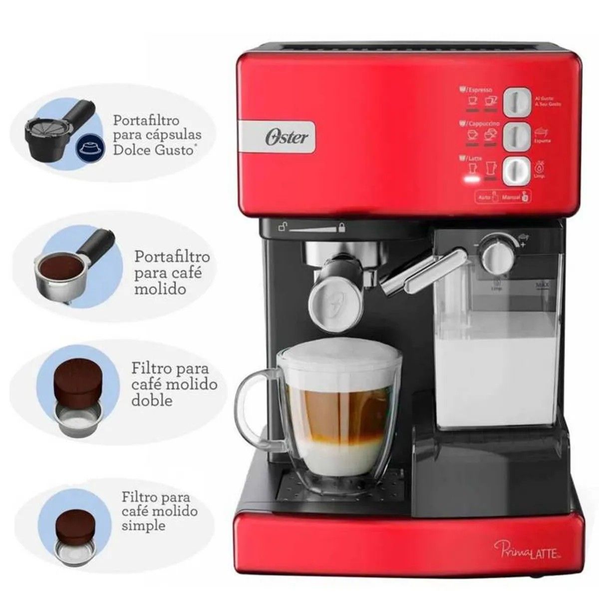 OSTER - CAFETERA OSTER PRIMA LATTE  BVSTEM6603R- ROJA