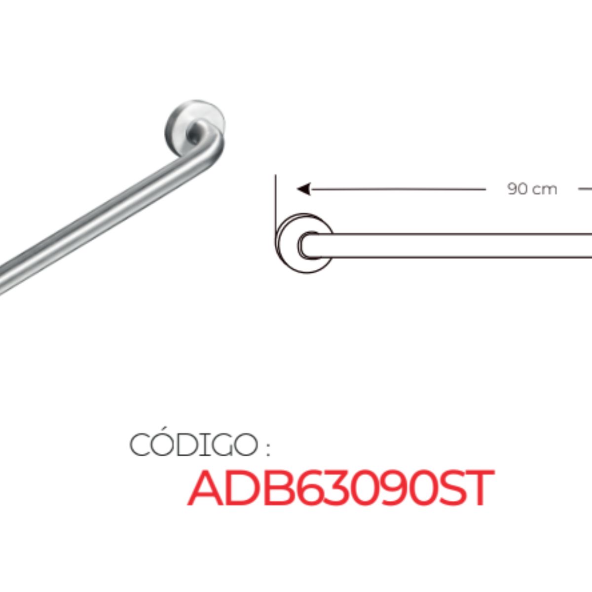 XM - Barra de Seguridad P/Baño de 90 cms. de Acero Inoxidable