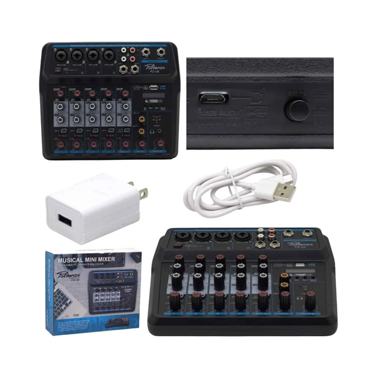 GENERICO - Mezcladora de 6 Canales con Interface a PC PZ-U6 BT